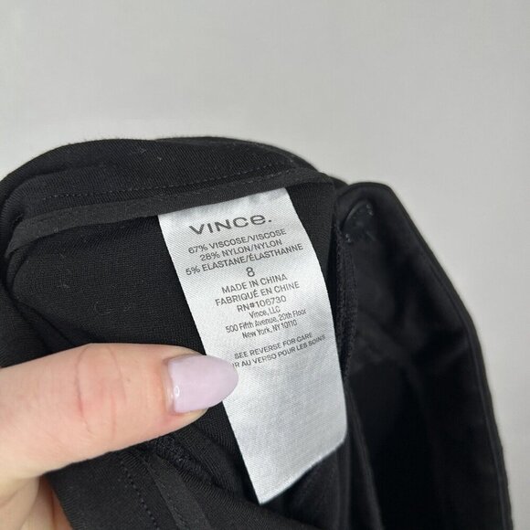 Vince Womens Pants 8 Black Stove Pipe Trouser Ponte Work Basic Comfort Commute - Picture 12 of 14